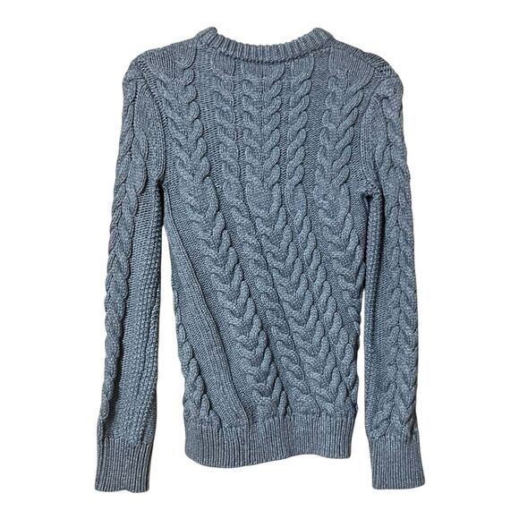 Theory Womens Size P Blue Twisting Cable Knit Wool Blend Sweater - Picture 2 of 3